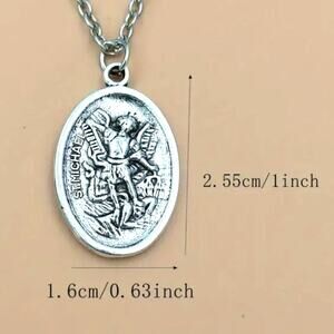 Archangel Saint Michael & Dragon Two Sided Faith Necklace 22 in. 925 Chain